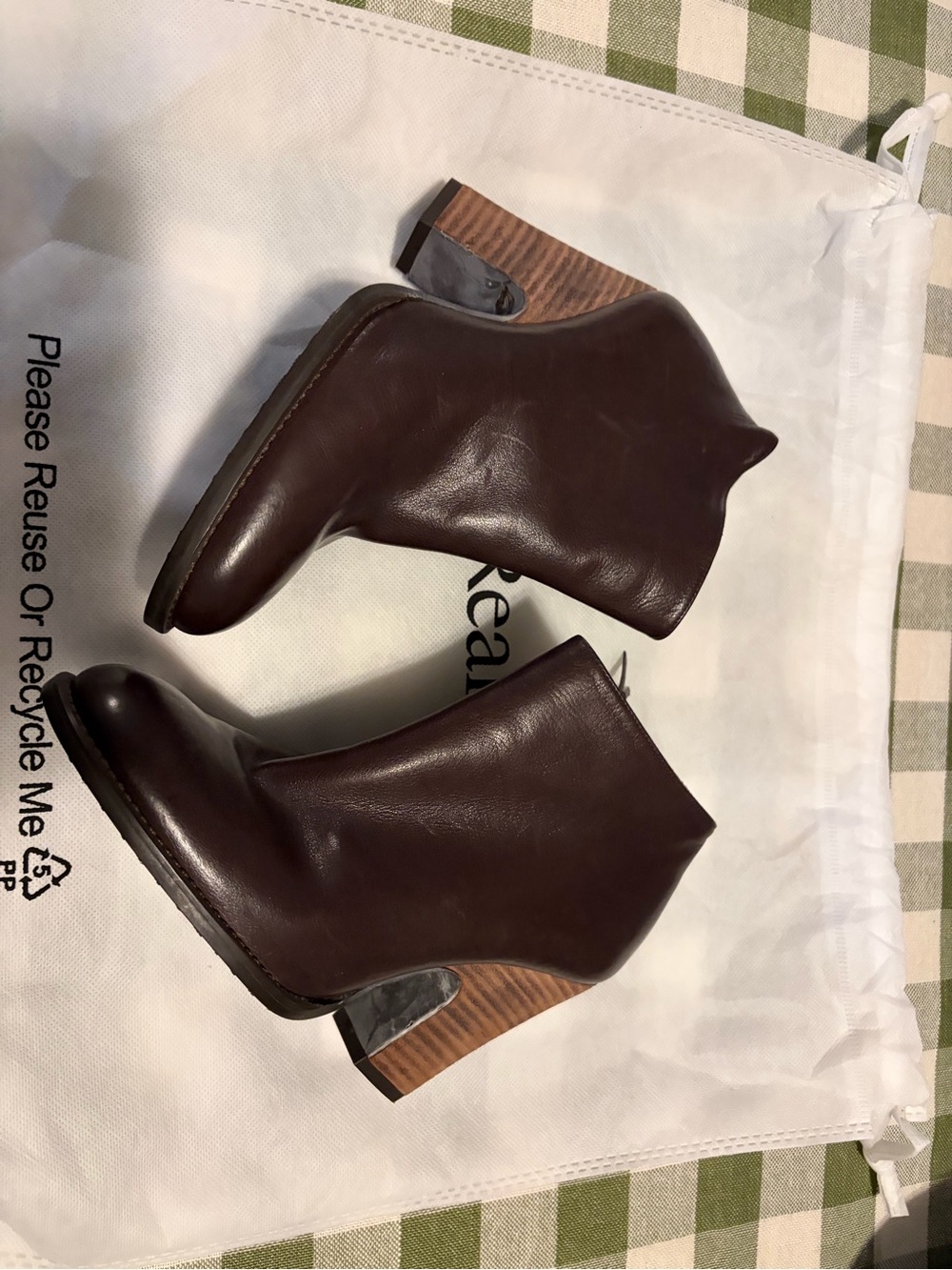Stuart Weitzman Dark Brown Leather Ankle Booties with Stacked Heel